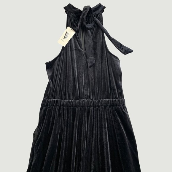 NEW A new Day Women's S Black Velvet Halter Wide Leg Jumpsuit High Neck h1653 - Picture 4 of 9
